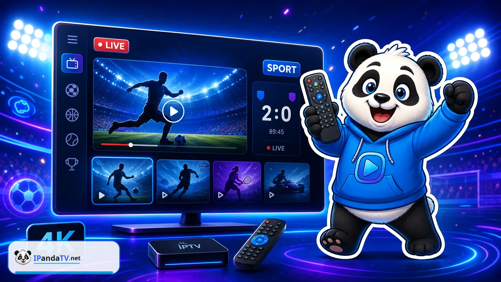 IPandaTV mascot in front of a generic live sports interface