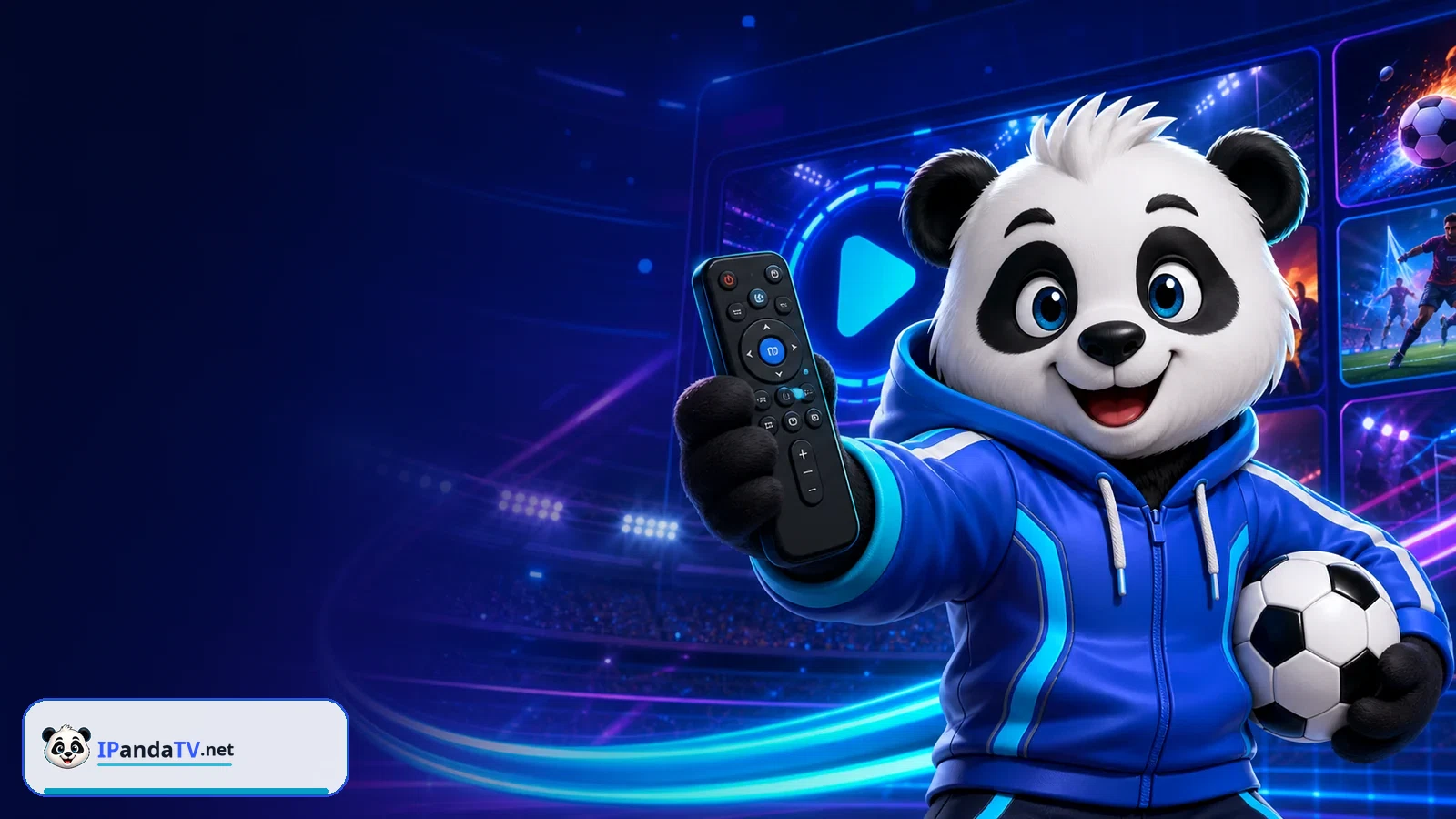 IPandaTV mascot mit Sport und Live-TV Setup