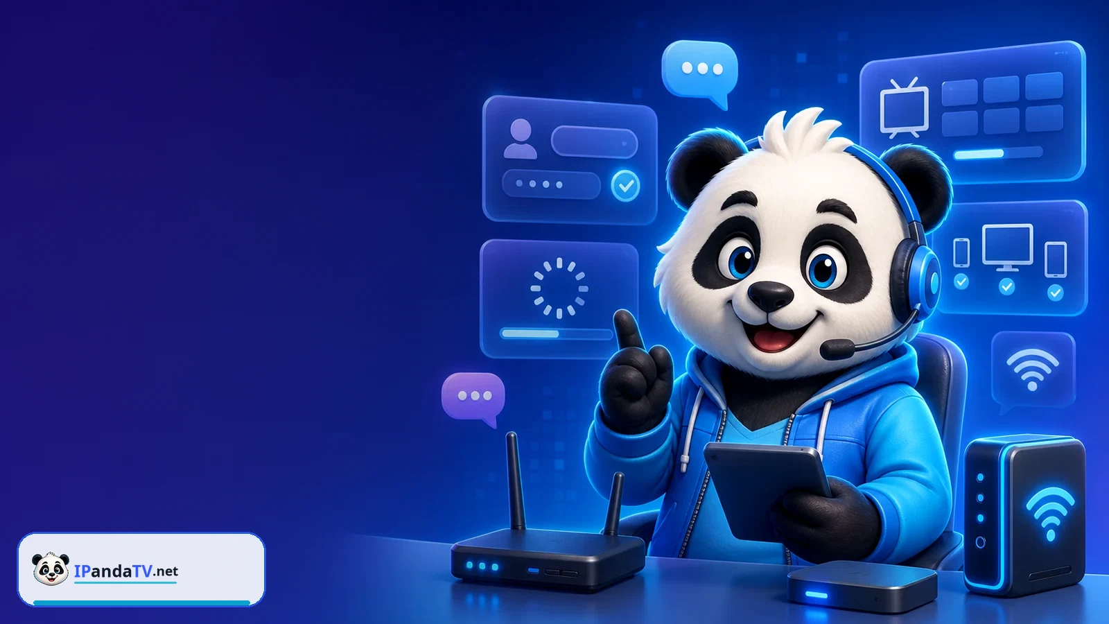 IPandaTV mascot hilft bei IPTV Problemen und App Fehlern